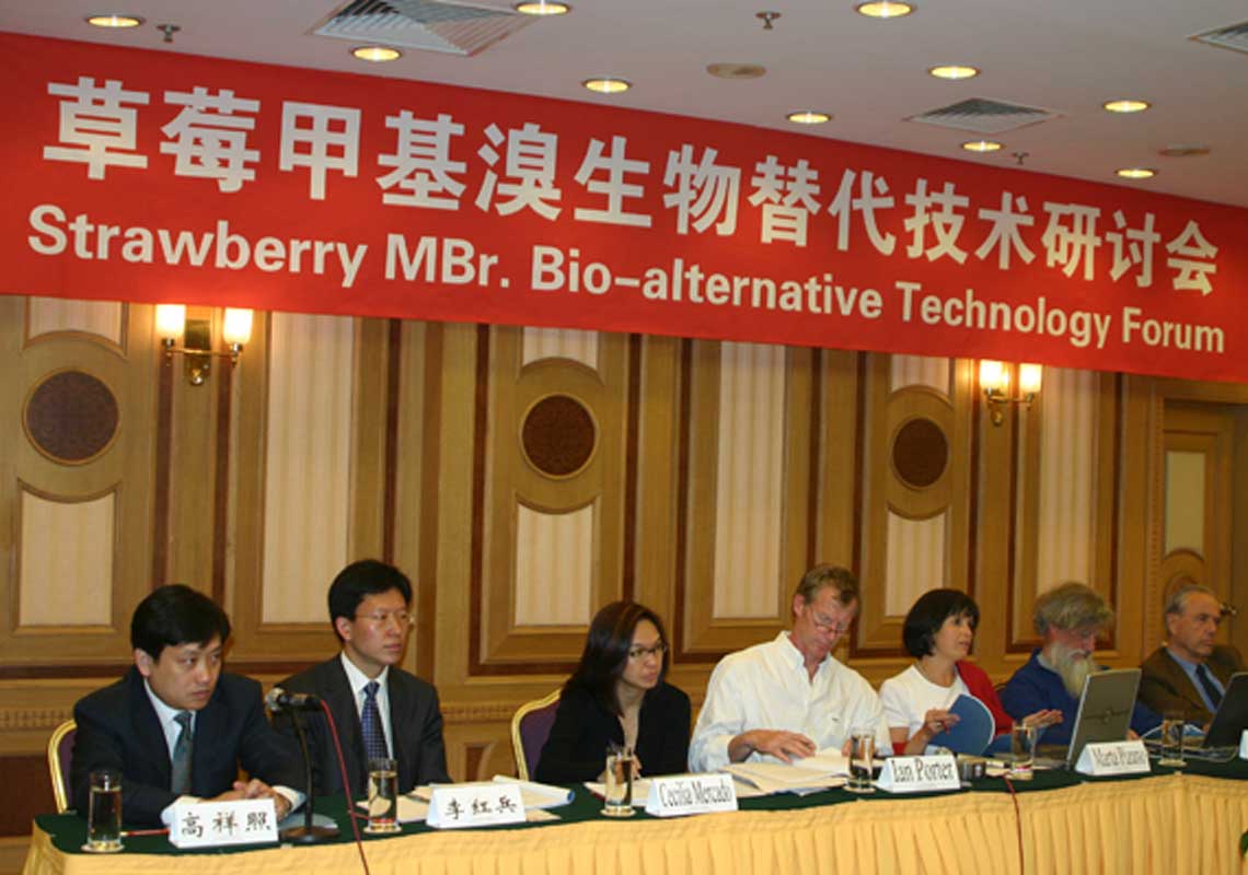 聯(lián)合國環(huán)境署、聯(lián)合國工發(fā)組織等機構(gòu)出席了我公司舉行的草莓甲基溴生物替代技術(shù)研討會